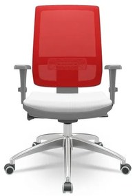 Cadeira Brizza Diretor Grafite Tela Vermelha Assento Aero Branco com Autocompensador e Base em Alumínio - 65751 Sun House
