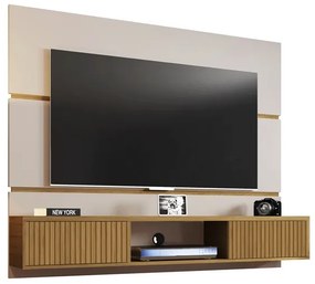 Painel Para TV Âmbar Off White Com Cinamomo Ripado – Bechara Móveis
