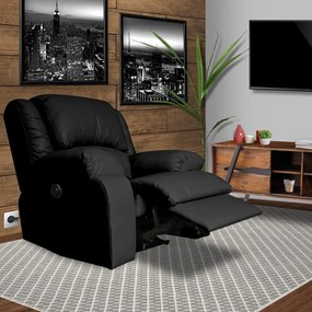 Poltrona do Papai Reclinável Elétrica Magnum PU Sintético Preto G23 - Gran Belo