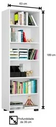 Estante Livreiro 6 Prateleiras Office Branco - Móveis Leão