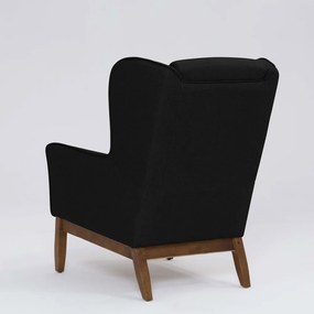 Poltrona para Sala Mirela D07 Base Madeira Linho Preto - D'Rossi