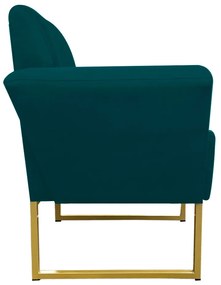 Poltrona Dora Suede Base Metálica Dourado D'Rossi - Azul Pavão