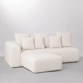 Sofá Gomos com Braço Esquerdo Puff Bouclé Aveia - 2,27m