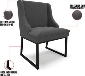 Cadeira Sala de Jantar Industrial Preto kit 6 Liz Bouclê D03 - D'Rossi - Grafite