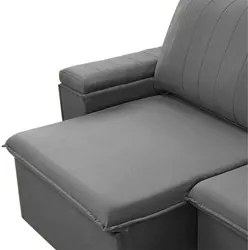 Sofá Retrátil Reclinável 3 Lugares 225cm Baluart F05 Veludo Prata - Mp
