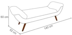 Puff Recamier Calçadeira 140 cm Pés Palito Madeira Vêneto Z37 Linho Be