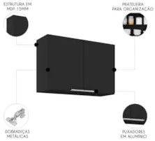 Armário de Cozinha Aéreo 80cm Pérola Z34 Preto              - Mpozenat
