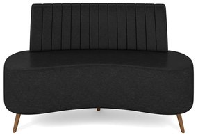 Sofá Living Decorativo 2 Lugares 1,60M Katara Preto Corino G33 - Gran Belo