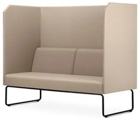 Sofa Privativo Pix com Divisoria e Assento Crepe Bege Base Aco Preto - 55083 Sun House