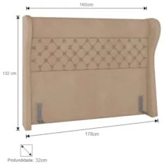Cabeceira Cama Box Casal Queen 160cm Trinidad Z37 Veludo Bege - Mpozen