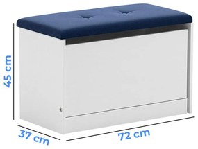Sapateira Puff Bau Cama Versatile Premium Luxo Até 12 Pares Branco Estofado Azul