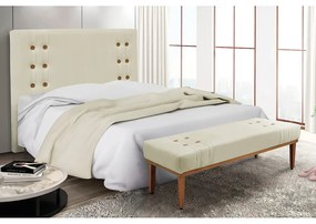 Cabeceira Cama Box Solteiro 90cm e Recamier Gênova Veludo S04 - D'Rossi - Bege