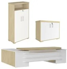 Conjunto Escritório Home Office 3 Peças Mesa em U Corp A06 Carvalho/Br