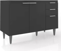 Balcão Para Pia 120cm Sem Tampo Pérola Z34 Preto - Mpozenat