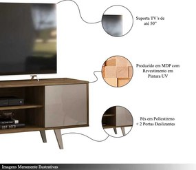 Rack Decorativo Barca 2 Portas Deslizantes até 50 Fendi/Naturale G97 - Gran Belo
