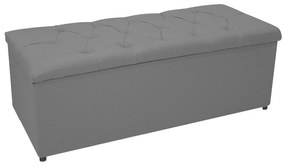 Kit Cabeceira e Calçadeira Baú Estofada Mel 160 cm Queen Size Com Capitonê Corano Cinza - ADJ Decor