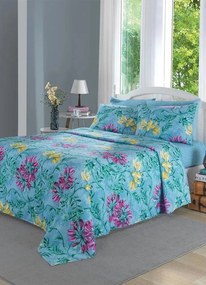 Jogo de Cama 150 Fios Azul King 4 Peças
