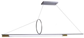 Pendente Retangular Para Tubular T8 120Cm 150X30X36Cm | Old Artisan Pd... (LUNA / DOURADO BRILHO)