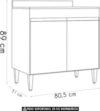 Balcão de Cozinha Para Cooktop 80cm Flórida Cinza Claro     - Lumil
