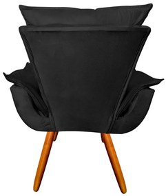 Kit 2 Poltronas Decorativas Pés Palito Emília Plus Suede Preto