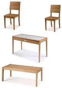 Conjunto Vinci Mesa Extensivel Fendi + 2 Cadeiras Estofado Fendi + 1 Banco Amendoa 110cm - 59716 Sun House