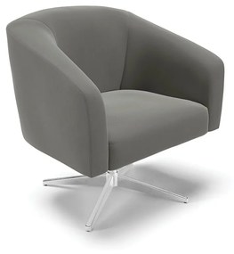Poltrona Decorativa Giratória Cromada Stella Suede Grafite D03 - D'Rossi
