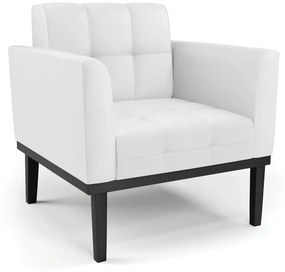 Poltrona Decorativa Karen Pés Fixo em Madeira Preto PU Branco G19 - Gran Belo