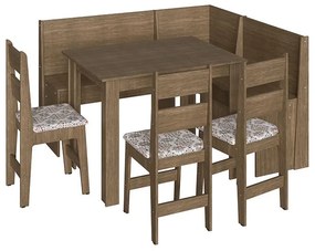 Conjunto Completo Canto Alemão, Mesa E 2 Cadeiras Mdf - Ameixa Negra
