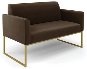 Sofá Namoradeira Base Industrial Dourado Marisa Suede D03 - D'Rossi - Marrom