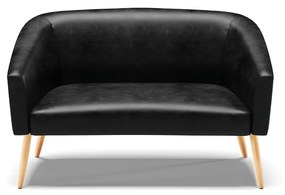 Sofá 2 Lugares Namoradeira Pé Palito Natural Stella Sintético PU Preto D03 - D'Rossi