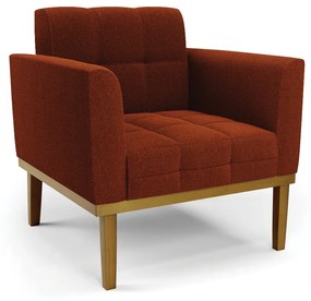 Poltrona Sala Decorativa Elisa Base de Madeira Castanho Bouclê D03 - D'Rossi - Terra