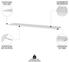 Prateleira Flutuante Para Cozinha Kit 2 Suporte Invisível 91cm Yara Br