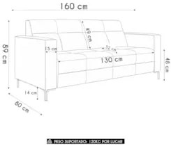 Sofá 2 Lugares 160cm Pés Metálicos Sallin Veludo Bege/Camel Z08 - Mpoz
