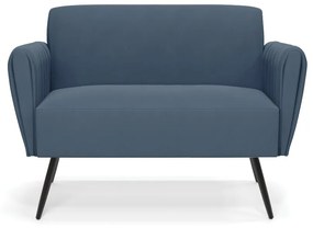 Sofá Namoradeira Pés Palito de Ferro Bruna Suede - D'Rossi - Azul Marinho