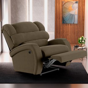 Poltrona do Papai Sala de Cinema Reclinável Kylie Power Elétrica Veludo Capuccino G23