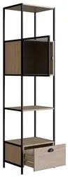 Estante Livreiro 1 Porta 1 Gaveta Estilo Industrial York Hanover/Preto