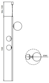 Pendente Organic Vertical Ø36X150Cm Alumínio E Globo Ø12Cm / Ø20Cm 1Xg... (BT - Branco Texturizado)