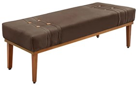 Recamier Decorativo 90cm Kors Veludo Pés de Madeira Marrom G63 - Gran Belo