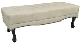 Recamier Decorativo 90cm Loewe Veludo Pés de Madeira Bege G63 - Gran Belo
