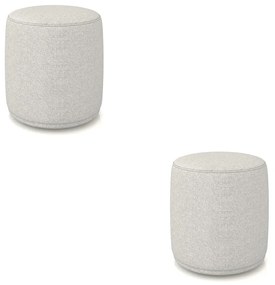 Puff Redondo Orgânico para Sala Kit 2 Malu Linho M11 - D'Rossi - Cinza
