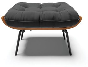Puff Costela Suede Marrom Base Metálica Preto - D'Rossi