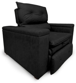 Poltrona Reclinável Retrátil Onix Corano Preto  - Sheep Estofados - Preto