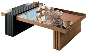 Mesa de Centro com Espelho Riad Decorativa Sala de Estar Freijó/Preto  G26 - Gran Belo