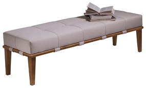 Recamier Decorativo 140cm Martínez Linho Pés Madeira Bege/Natural G62 - Gran Belo