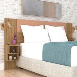 Cabeceira Extensível Solteiro Casal com 2 Mesas Lateral Japão V02 Natu