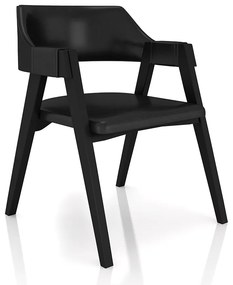 Cadeira Sala de Jantar e Jogos Carteados Madeira Maciça Poker PU Preto/Preto G42 - Gran Belo