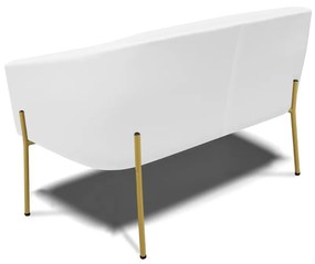 Namoradeira e 2 Poltronas Pé de Ferro Dourado Stella Sintético D03 - D'Rossi - Branco