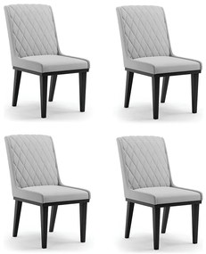 Cadeira Sala de Jantar Base Madeira Preto Kit 4 Sofia Suede Azul Marinho D03 - D'Rossi - Cinza