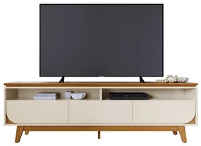 Rack TV 75 Pol 200cm Bancada para Sala Elarin M20 - D'Rossi - Cinamomo e Off White
