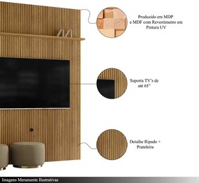 Painel Decorativo 245cm Sanson Frisado MDP até 65 Cumaru G97 - Gran Belo